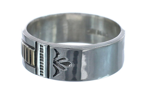 Native American Navajo Authentic Sterling Silver 14 Karat Gold Ring Size 9-3/4 JX124128